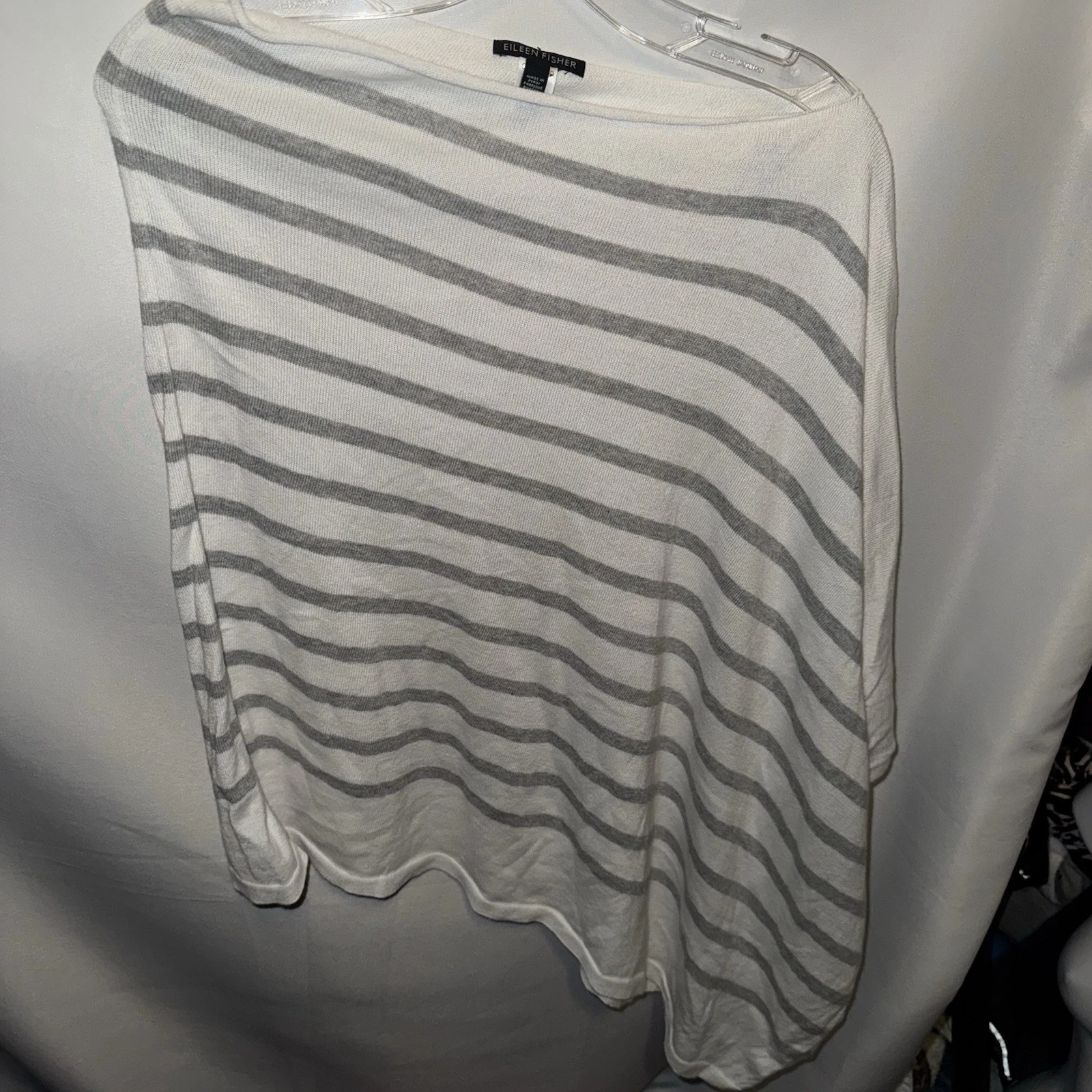 Eileen Fisher Womens One Size Asymmetric Pullover Poncho Sweater Organic Cotton