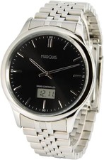 MARQUIS Elegante Herren Funkuhr (Junghans-Uhrwerk) Gehäuse und Armband aus Edels