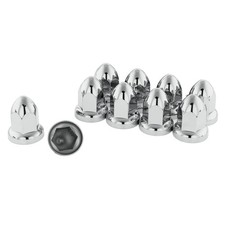 33 mm Chrome Lug Nut Covers with Flange - Push on Fitting for Semi Truck - 10