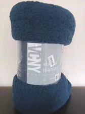 Sherpa Blanket Navy Blue 59 in x 60 in New With Tag