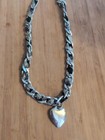 Vintage Chunky Chain Heart Pendant Choker Necklace — photo 5