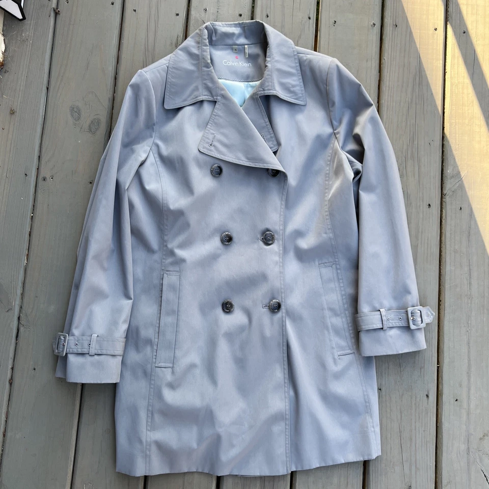 Classic Calvin Klein Women's Double Breasted Trench Coat Rain JacketGrey Size XL - Изображение 2 из 4