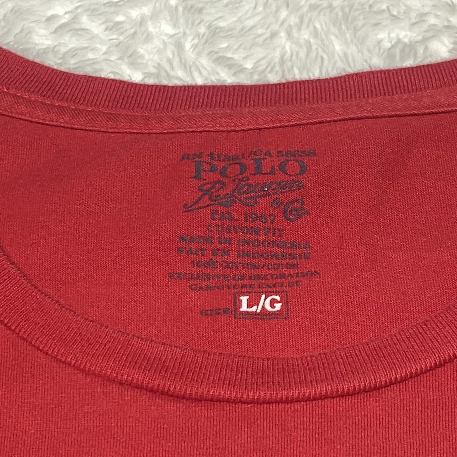 PONY Polo Ralph Lauren Tshirt Uomo GRANDE Rosso Girocollo