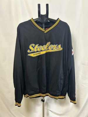 Reebok NFL Pittsburgh Steelers Pullover Jacket Black/Yellow Trim Size 2XL #001