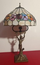 Lampada Da Tavolo Vetro Piombato "Tiffany" Anni 50 Vintage 57cm