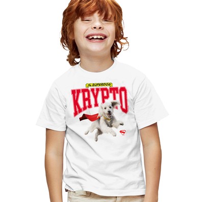 Superman 2025 Krypto College Kids T Shirt for Youth, White, 3-13 Years