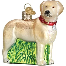 Old World Christmas Blown Glass Ornament for Christmas Tree, Standing Yellow Lab