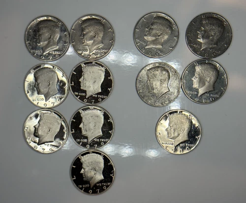 1979S (7ct) + 1980S (5ct) Kennedy Half Dollar Circulated Proof