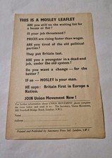 Oswald Mosley Original 1950s Union Movement Campaign Leaflet Flyer Fascist 
