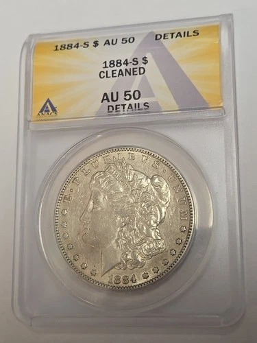 1884-S Morgan Silver $1 Dollar Coin ANACS AU 50 Cleaned