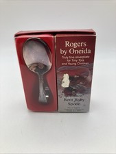 Vintage William Rogers Oneida Silverplate CURVED Handle Baby Spoon CHALICE NIB