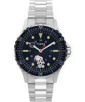 Timex Peanuts Navi Snoopy Soccer Silber Herren Armbanduhr TW2Y53900