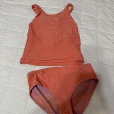 USED Athleta Girl Peach 2 Piece Tankini Swimsuit In A Size Girls 14