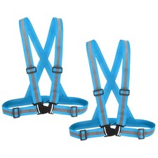 2 Pack Reflective Safety Vest Adjustable Hi-Vis Safety Vests Sky Blue