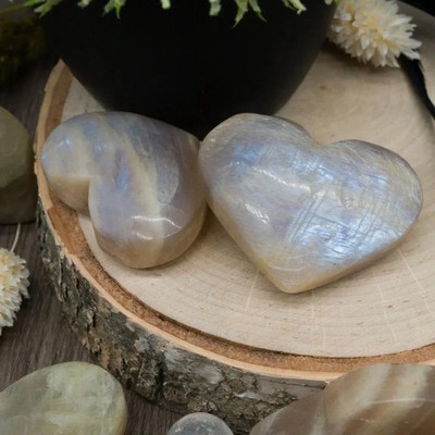 Blue Flash Moonstone Heart Spiritual Healing Gemstone Love Protection Meditation