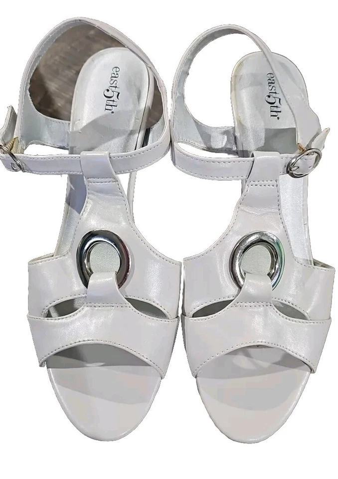 Zapatos de salón East 5th Kitten con tacón peep toe gris escarcha para mujer talla 9 T08 Foto 4 de 4