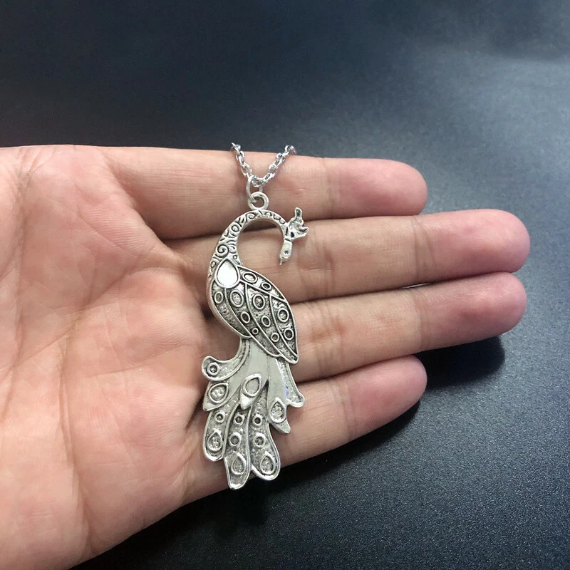 Silver peacock deals necklace