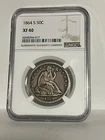 1864-S Seated Liberty Half XF-40 NGC RARE COIN!! SUPER SHARP!