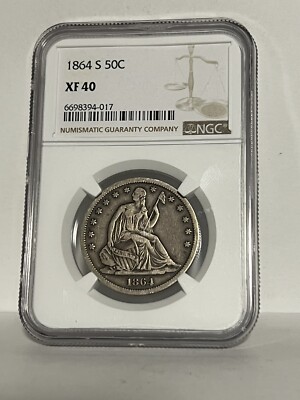 1864-S Seated Liberty Half XF-40 NGC RARE COIN!! SUPER SHARP! | eBay
