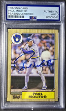 Paul Molitor 1987 Topps Autographed #741 Brewers Baseball IP On Card Auto PSA