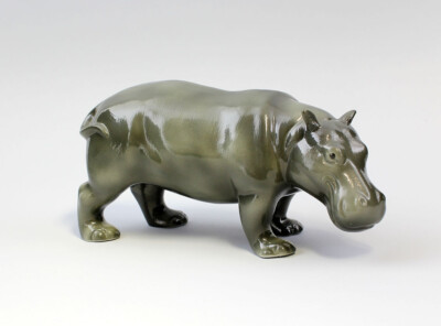 9942078 Wagner&apel Porcelain Figurine Hippo 3 7/8x8 5/16in
