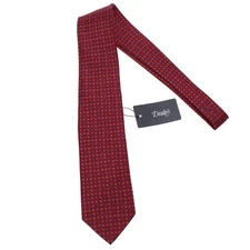 Drake's NWT Neck Tie in Red w/ Blue & Yellow Floral / Square Pattern 100% Silk
