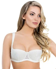 Sexy Plus Size Balconette Bra ROSME Lace Lingerie GRAND Ivory
