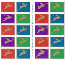 Scott #3363a Reindeer (Christmas) Booklet of 20 Stamps - MNH