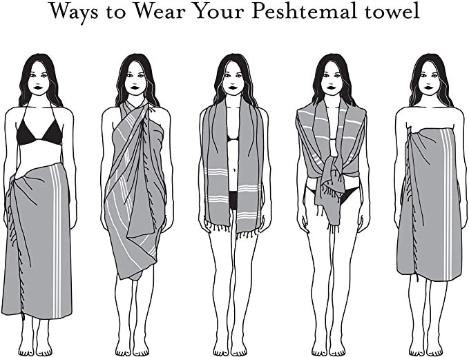 Beach Striped Cotton Towel 40x70 Inc – Quick Dry Bath Blanket Turkish Peshtemal - Image 3 of 4