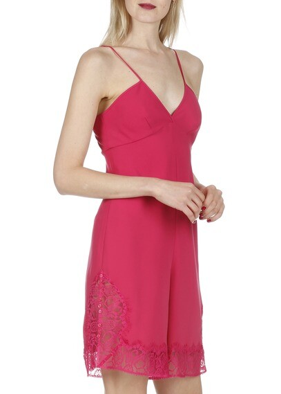 MAJE lace trim Isadora Playsuit Romper sz 2 M fuchsia crepe
