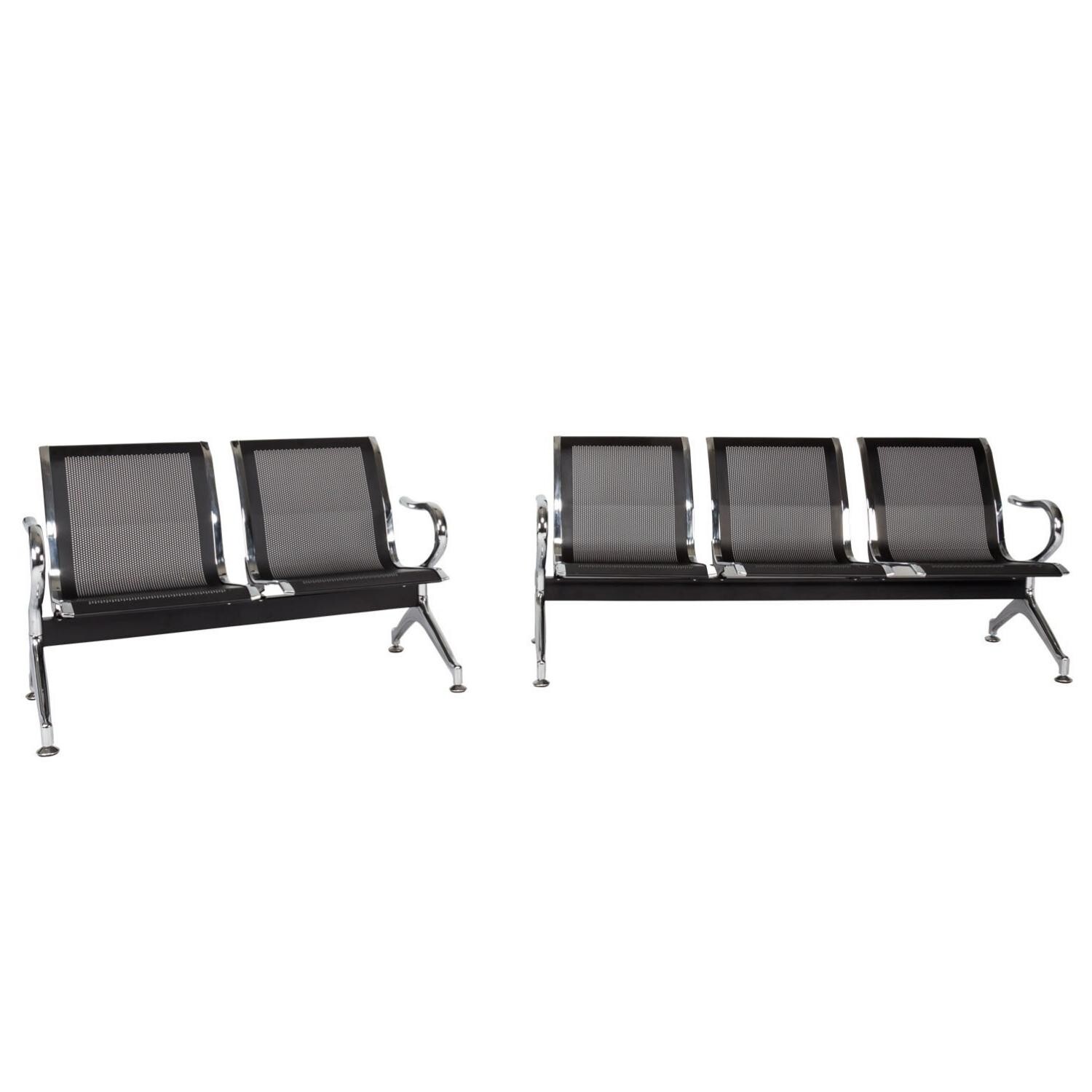 S Set Reception Guest Bench Airport Salon Office Chair Black