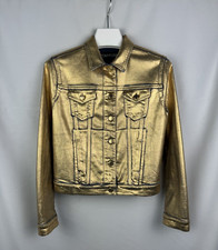 Tom Ford Metallic Coated Denim Jacket Gold Si...