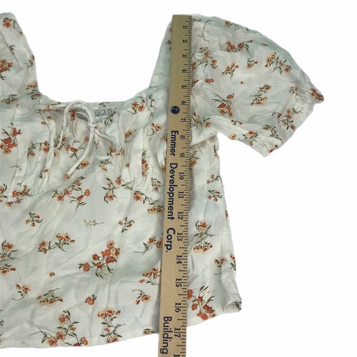 Juniors Womens Top Size Small S Peasant White Floral Short Summer Spring NWT - Picture 5 of 8