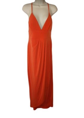 INC International Concepts Womens Maxi Dress Summer Fig Orange Slit Front S  New | eBay