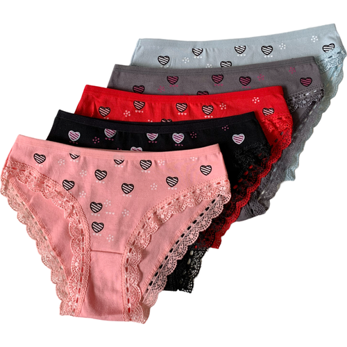 LOT NICE !!5 Women Bikini Panties Brief Floral Lace Cotton Underwear Size M L XL - Picture 63 of 150
