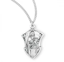St Therese of Lisieux Sterling Silver Medal Size 0.8in x 0.5in