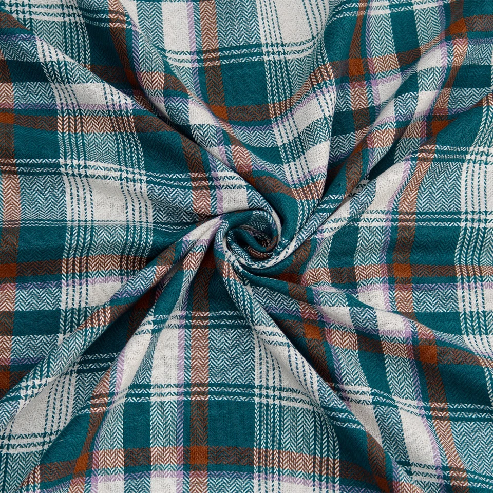 Tela de camisa a cuadros de algodón verde, se vende por metro, 58" de ancho Foto 2 de 4