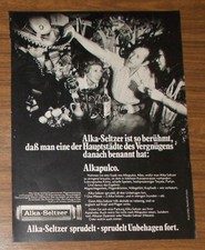 Seltene Werbung ALKA-SELTZER - sprudelt Unbehagen fort - Alkapulco 1973