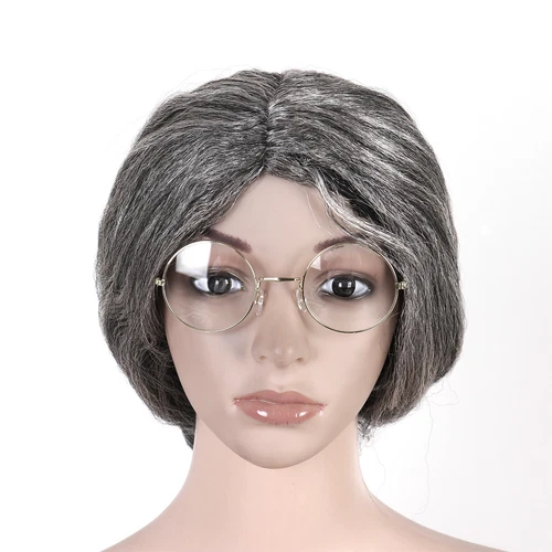 Grandma Wig Set Granny Old Lady Funny Party Halloween Christmas Santa Kids Teen - Picture 7 of 11