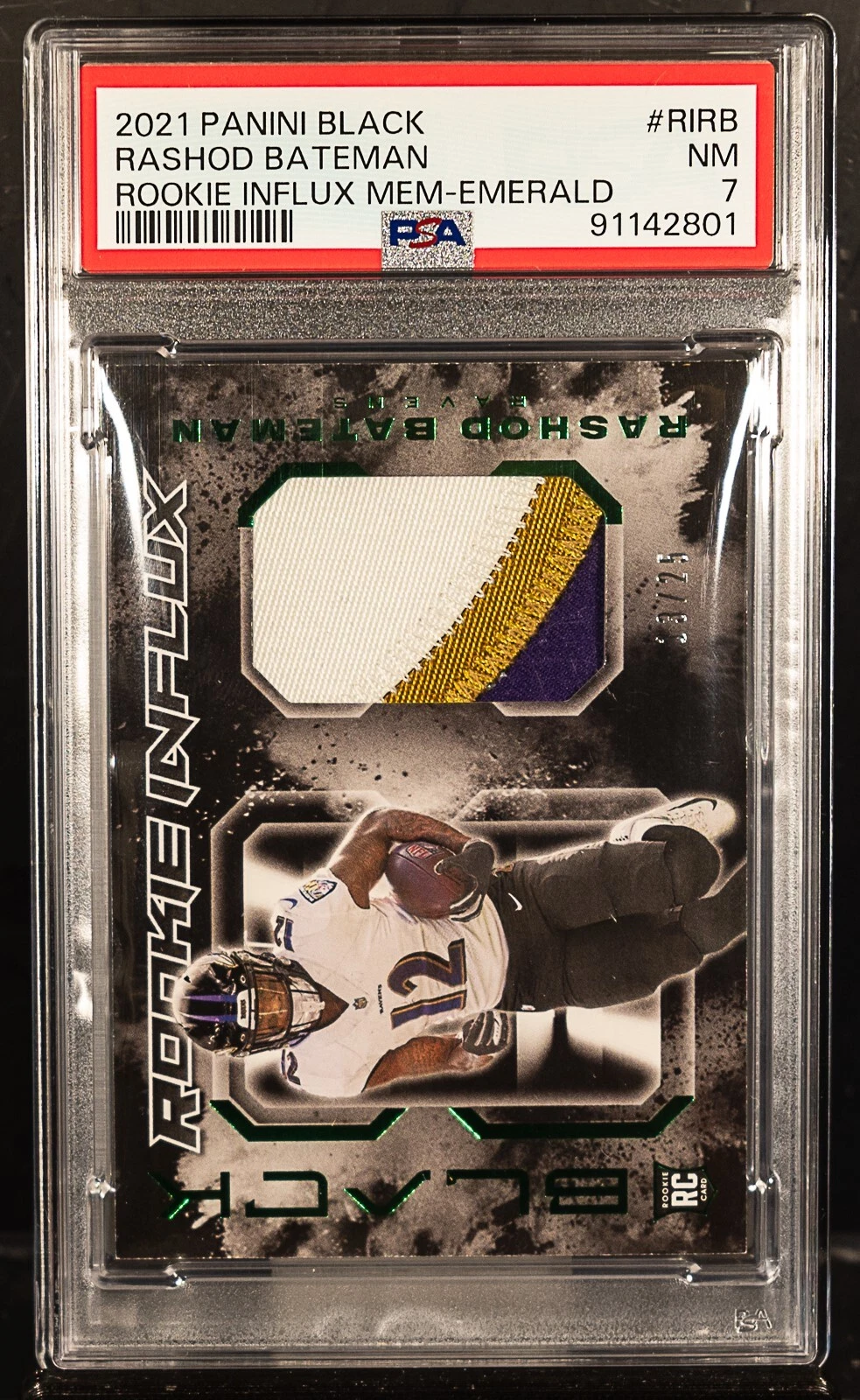 Rashod Bateman Panini Black Rookie Influx Memorabilia #RIRB Emerald