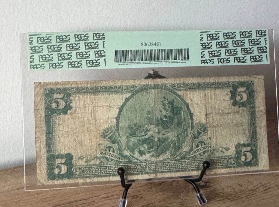 1902 $5 National Bank Note Alameda California #10150 PCGS Graded 10 VG - RARE - Image 3 of 4