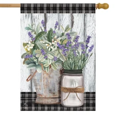 Farmhouse Flowers Spring House Flag Rustic Floral 28" x 40" Briarwood Lane