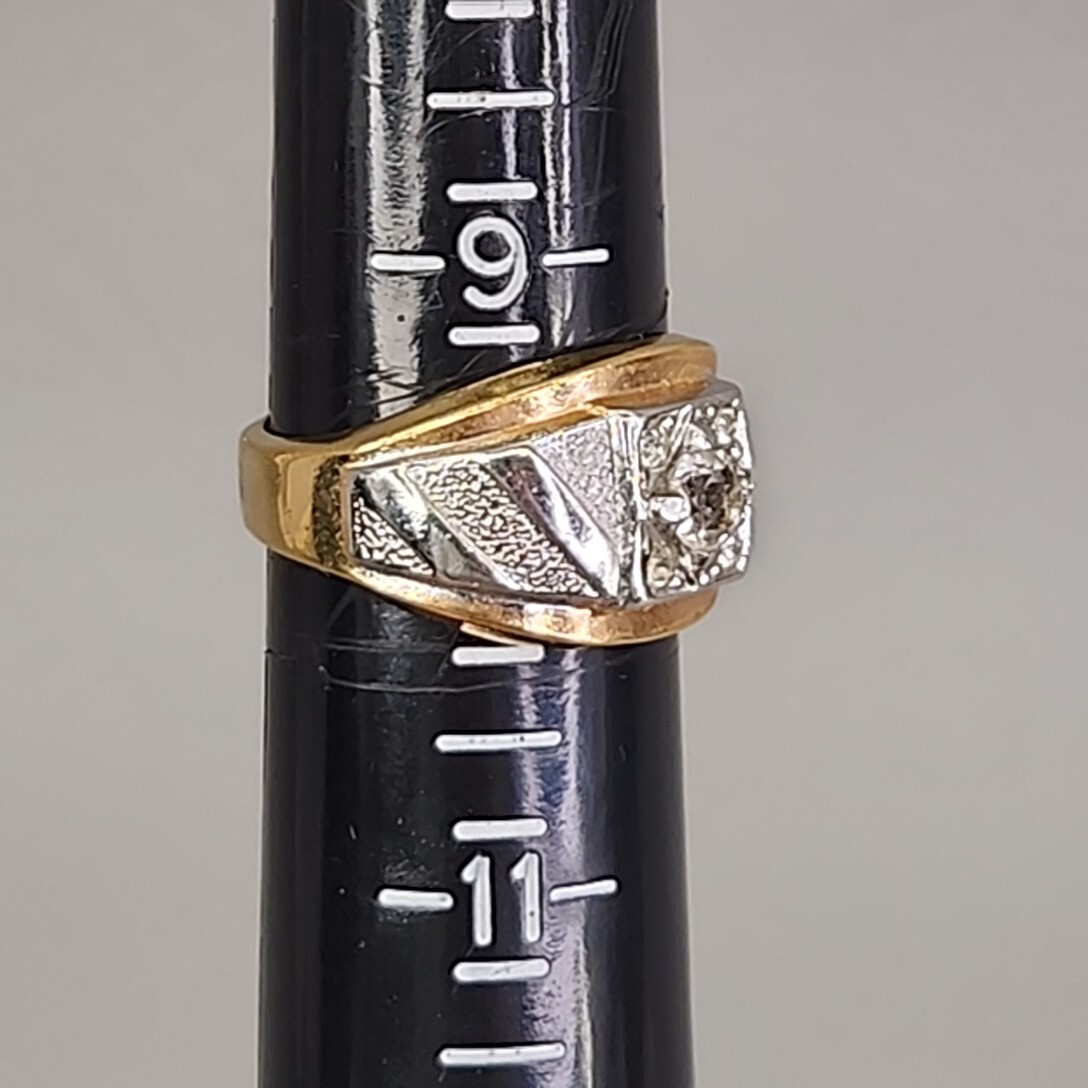 Mens Ring 18K HGE Silver Tone Pebbled Clear Rhinestone Sz Mens Ring 18K HGE Silver Tone Pebbled Clear Rhinestone Sz
