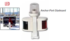 White 12V 7" Base Mount Combo Navigation Light Anchor Port Starboard Marine Boat