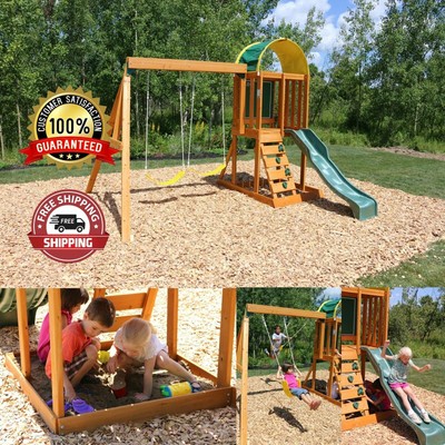 wooden swing and slide set ebay