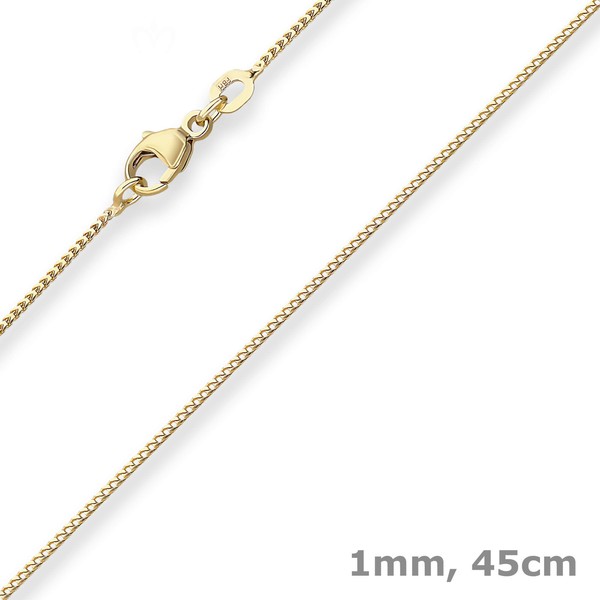 1Mm Bingokette Goldkette Collier Halskette Aus 585 Gold Gelbgold 45Cm-image