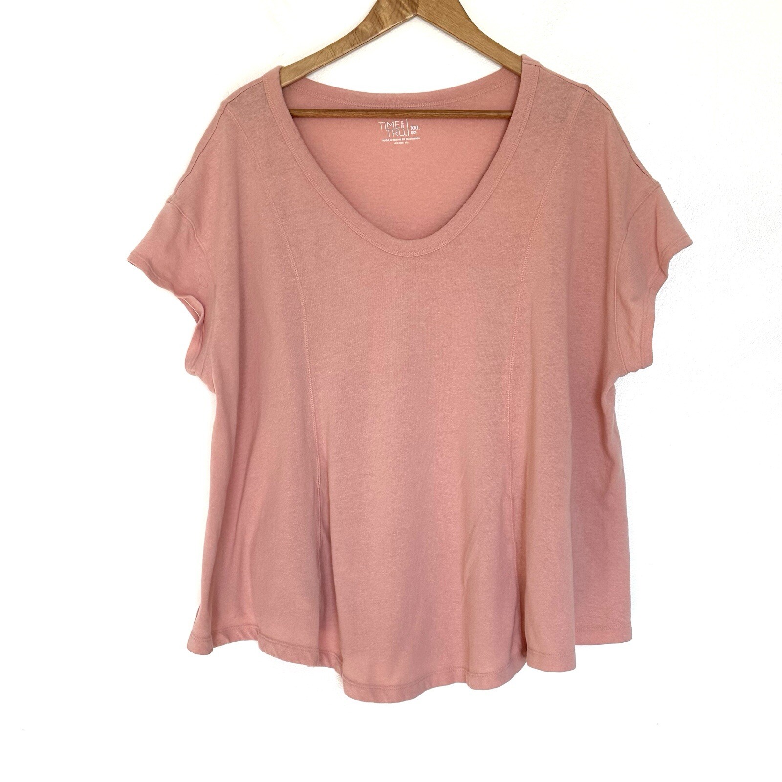 Time And Tru Womens XXL Pink Short Sleeve Round Neck Pullover Top