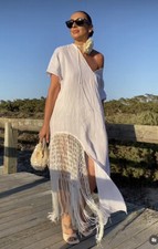 ZARA NWT WOMAN LINEN DRESS WITH FRINGE WHITE | 7495/810 ALL SIZES