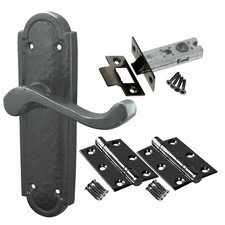 Turnberry Internal Black Antique Door Handle Pack - Latch Lock and Bathroom