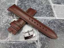 19mm Calf Leather Strap Brown Watch Band with OEM OMEGA Polish Buckle Set Brown